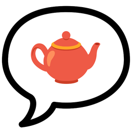 speech balloon and teapot