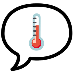 speech balloon and thermometer