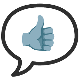 speech balloon and thumbs up