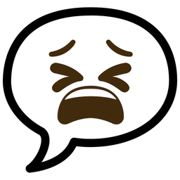 speech balloon and tired face