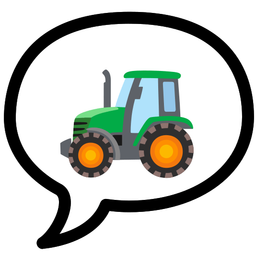speech balloon and tractor