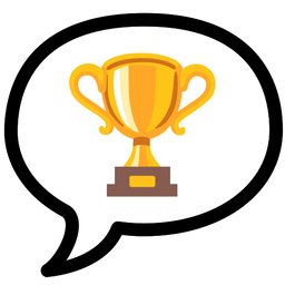 speech balloon and trophy