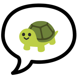 speech balloon and turtle