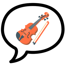 speech balloon and violin