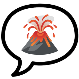 speech balloon and volcano