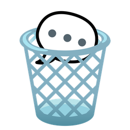 speech balloon and wastebasket