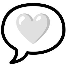 speech balloon and white heart