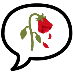 speech balloon and wilted flower