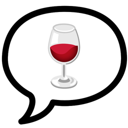 speech balloon and wine glass