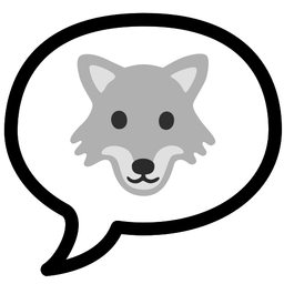 speech balloon and wolf