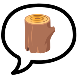 speech balloon and wood