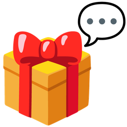 speech balloon and wrapped gift