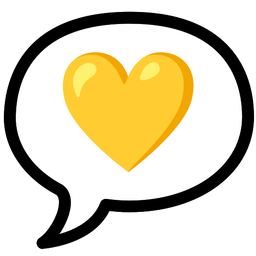 speech balloon and yellow heart