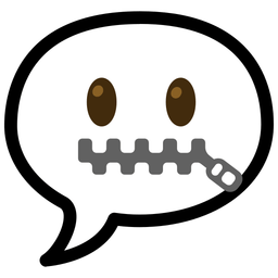 speech balloon and zipper-mouth face