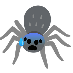 spider and anxious face with sweat