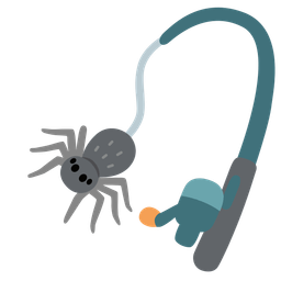 spider and fishing pole