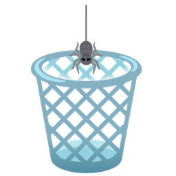 spider and wastebasket