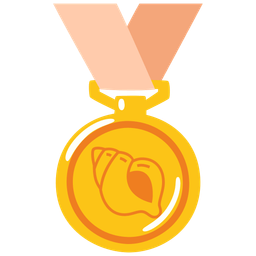 spiral shell and 1st place medal