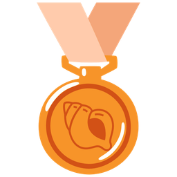 spiral shell and 3rd place medal