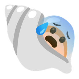 spiral shell and anxious face with sweat