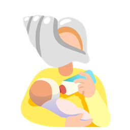 spiral shell and baby bottle