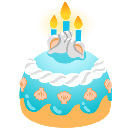 spiral shell and birthday cake