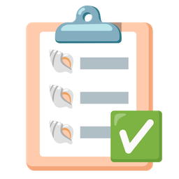 spiral shell and check mark button