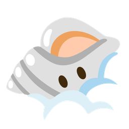 spiral shell and face in clouds