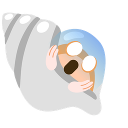 spiral shell and face screaming in fear