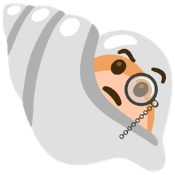 spiral shell and face with monocle