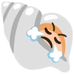 spiral shell and face with steam from nose