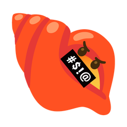 spiral shell and face with symbols on mouth