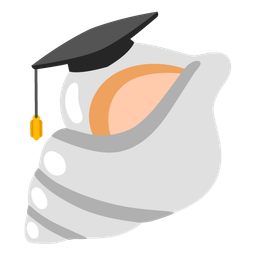 spiral shell and graduation cap
