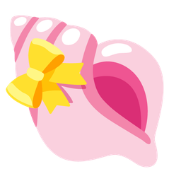 spiral shell and heart with ribbon