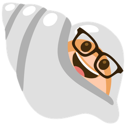 spiral shell and nerd face