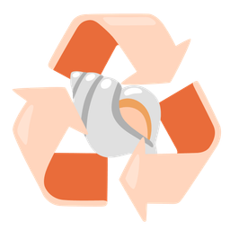 spiral shell and recycling symbol