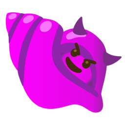 spiral shell and smiling face with horns