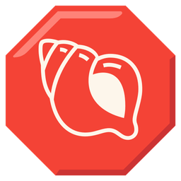 spiral shell and stop sign