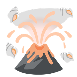 spiral shell and volcano