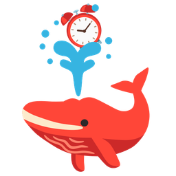 spouting whale and alarm clock