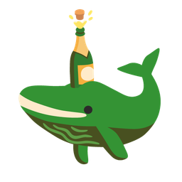 spouting whale and bottle with popping cork