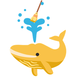 spouting whale and broom