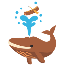 spouting whale and canoe