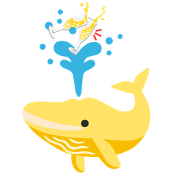 spouting whale and clinking glasses