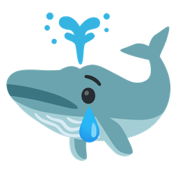 spouting whale and crying face