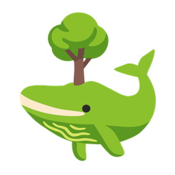 spouting whale and deciduous tree