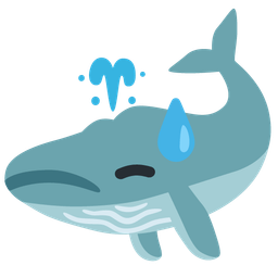 spouting whale and downcast face with sweat