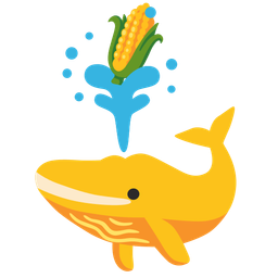 spouting whale and ear of corn
