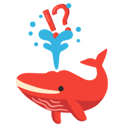 spouting whale and exclamation question mark