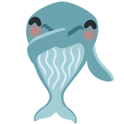 spouting whale and face with hand over mouth